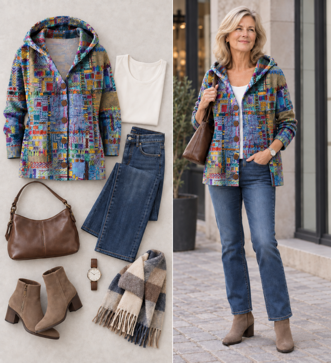 Hoodie-Strickcardigan