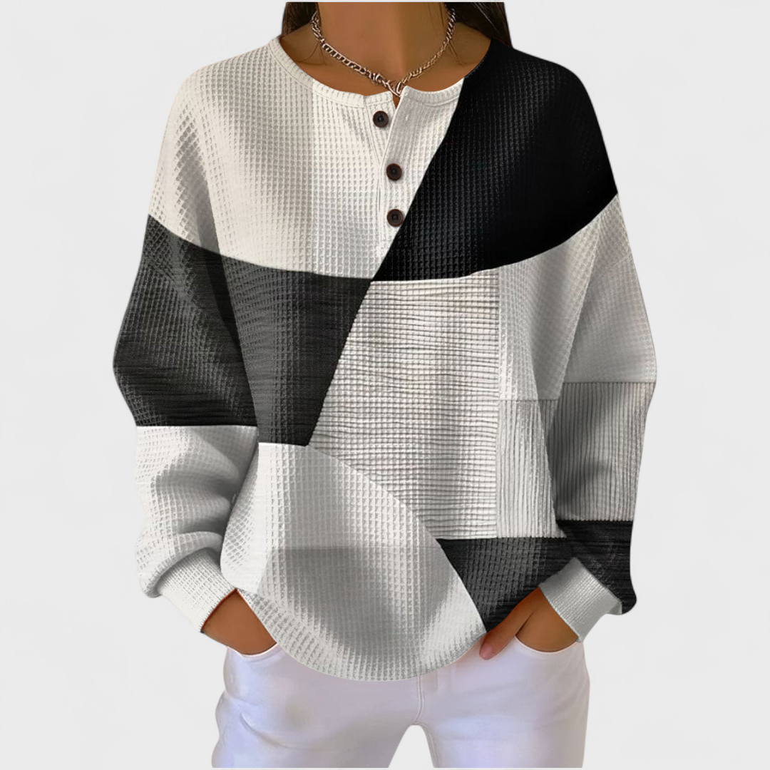 Iris™ | Pullover im Farbblock in Schwarz-Weiß