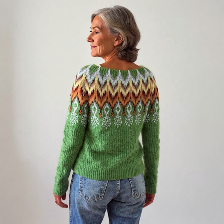 Friederike™ | Pullover mit Norwegerpasse in Grün