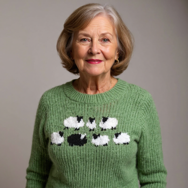Elfriede™ | Pullover mit Schafen in Grün