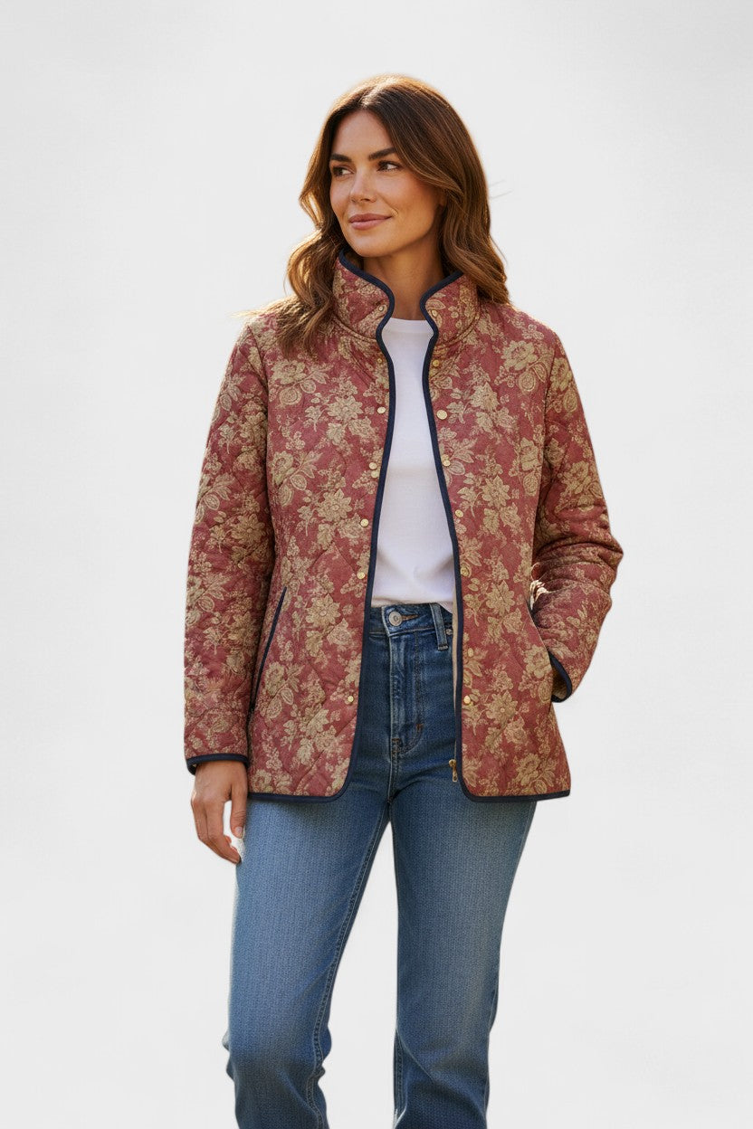 Berit™ | Steppjacke mit Blüten in Rostrot
